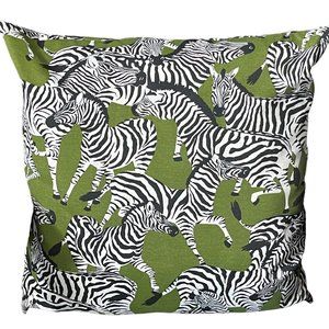 Zebra Animal Pattern Black and White Green Background Accent Pillow 22.5 x 22.5